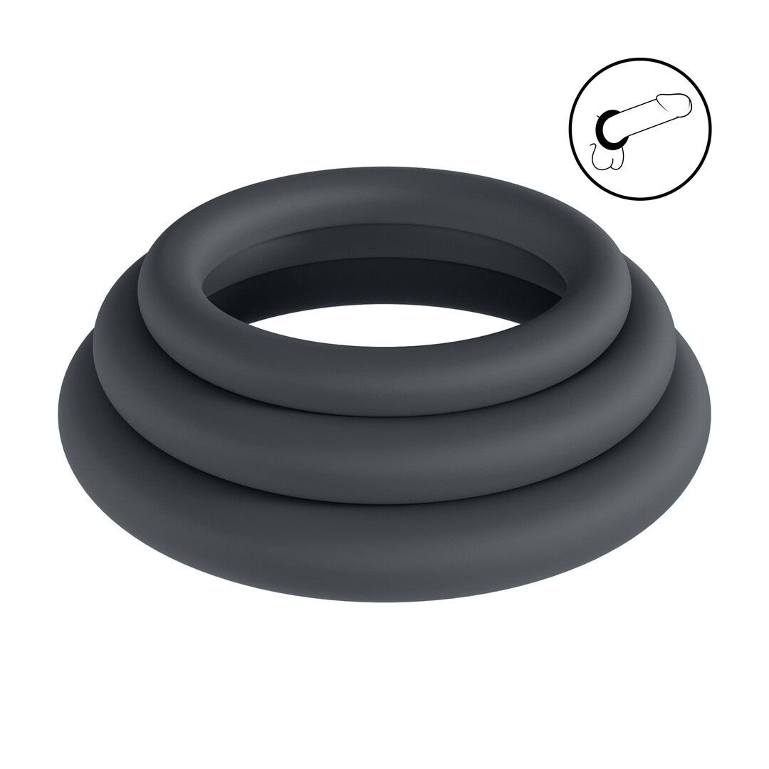 Levelz Klassieke Siliconen Cockring Set, Groot tot XXL