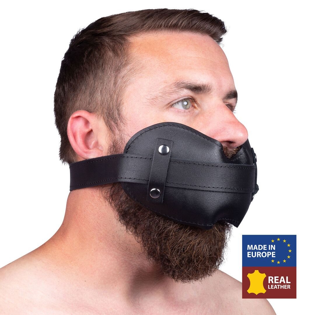 Red Leather Houten Mond Gag, Padded 5cm