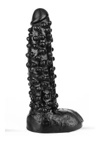 All Black Dark Crystal Textured PVC Dildo 26,5cm
