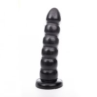Hung System Yoo-Hoo geribbelde dildo 27,5 cm zwart met kralen