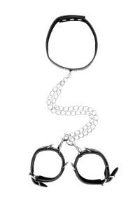Ouch! Leren Collar en Handboeie Combo, afbeelding 4