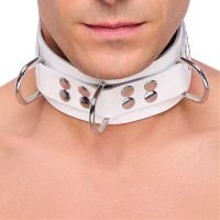 Red Leather Ultra Band Halsband, Wit, afbeelding 4