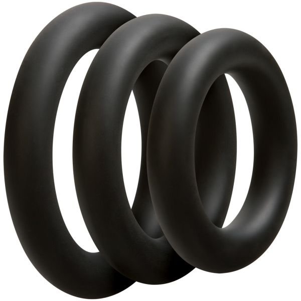 Doc Johnson OptiMALE Dik Ring Set Zwart Drie Siliconen