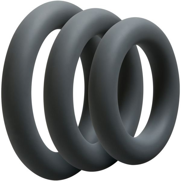 Doc Johnson OptiMALE Dik Ring Set Drie Grijs Siliconen