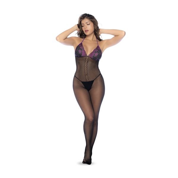 Mapalé Visnet Bodystocking met Kant Cupjes en Halter