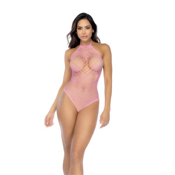 Mapalé Bodysuit visnet hartpatroon bubblegum