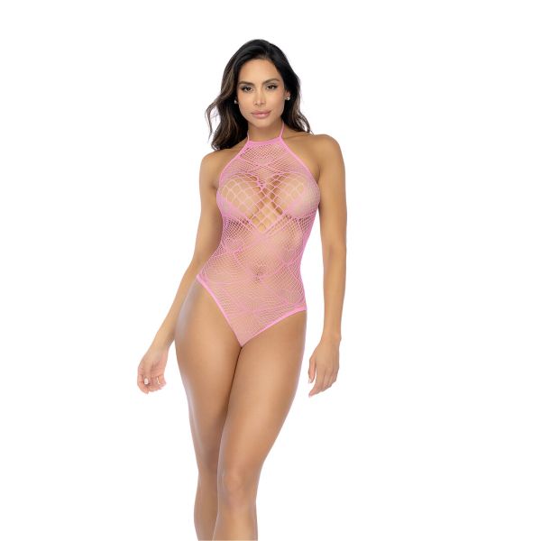 Mapalé Bodysuit visnet hartpatroon bubblegum
