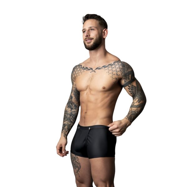 Male Power Zwart Snap-Off Rubber Short