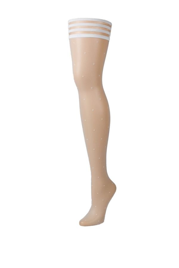 Kix'ies Brooke Leanne witte polka dot bovenbenen, retro stijl