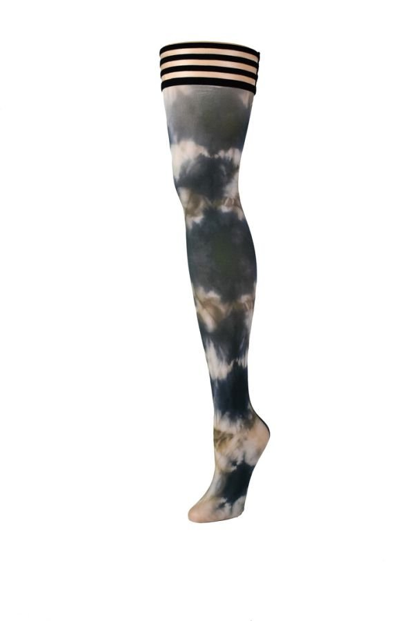 Kix'ies Mackenzie tie-dye bovenbeen kousen, Bovenbeen, Zwart