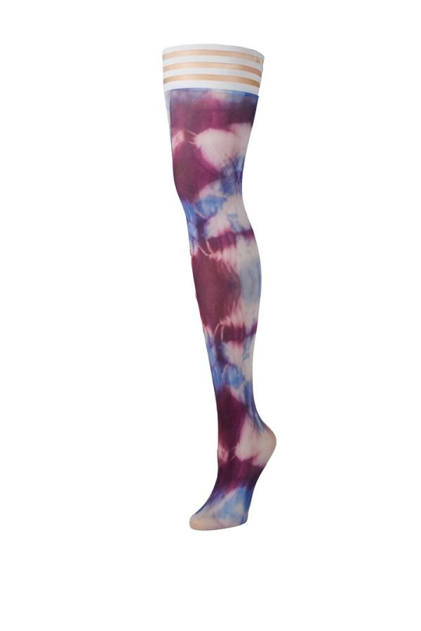 Kix'ies Madisen tie-dye bovenbeen kousen, Bovenbeen, Blauw