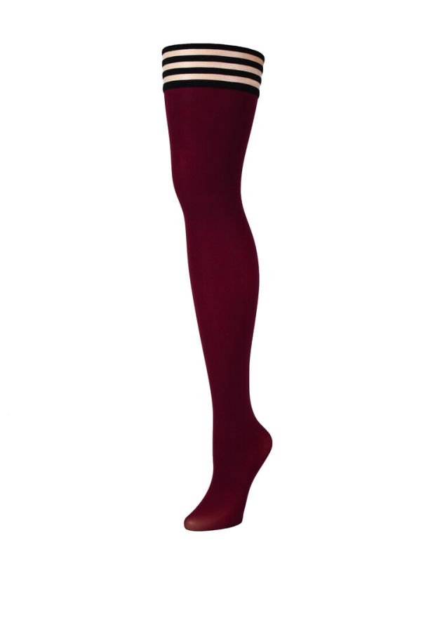 Kix'ies Heather cabernet ondoorzichtige bovenbeen, Bovenbeen, Rood