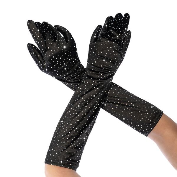 Mapalé Satijn Opera Handschoenen Glittersteentjes