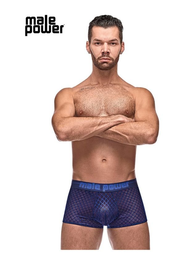 Male Power Diamond Mesh mini short, marineblauw maat klein