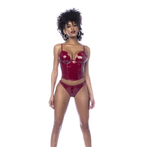 Mapalé Wijnrood Vinyl Bustier met Achter Rits