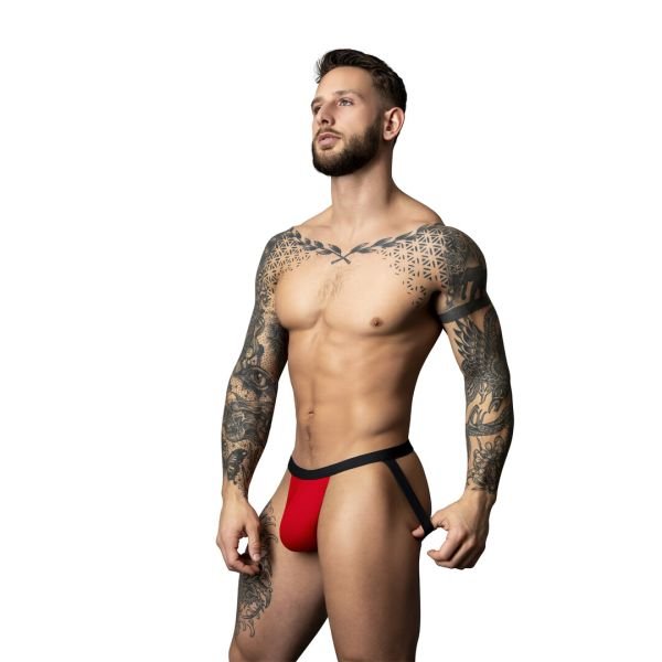Male Power Rood en Zwart Heet Mesh Jock