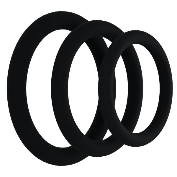 Doc Johnson Tri-Pack Gasket Zwart Dun Siliconen Rings