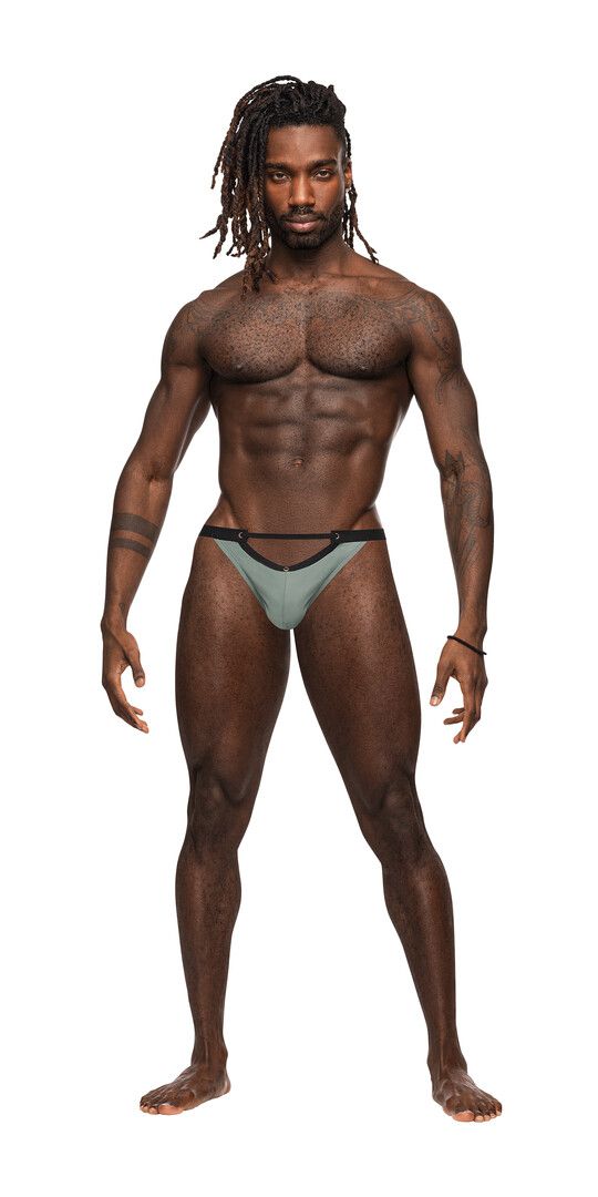 Male Power jade micro V string met metaal detail