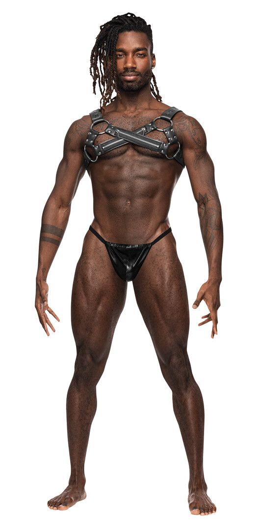 Male Power Virgo kruis-kruis leren harnas
