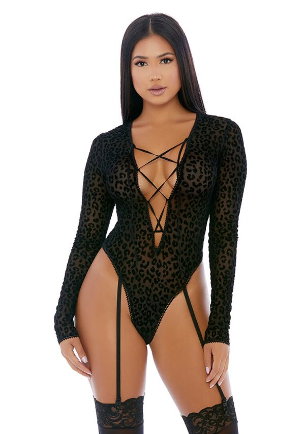 Forplay Feline Lustful Cheetah Mesh Teddy Mouwen