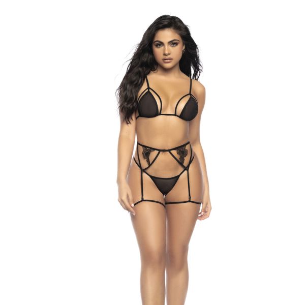 Mapalé Driedelig Set Doorzichtige Mesh Jarretels S/M