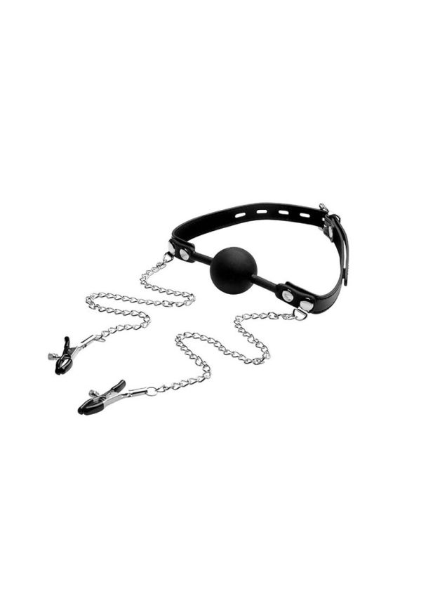 XR Brands ballknevel met tepelklemmen aan ketting