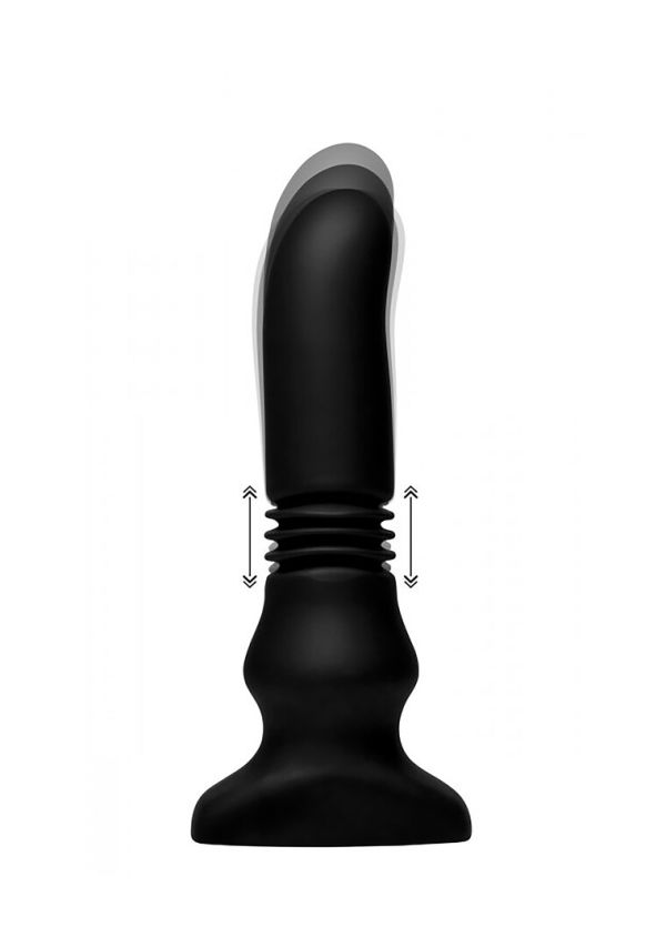 XR Brands vibrerende en stotende buttplug met uitzettende ribbels