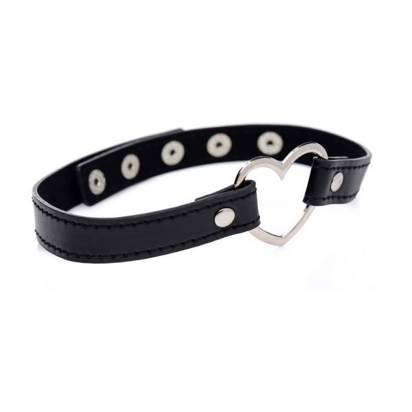 XR Brands Dark Heart Zwart Veganistisch Leren Choker