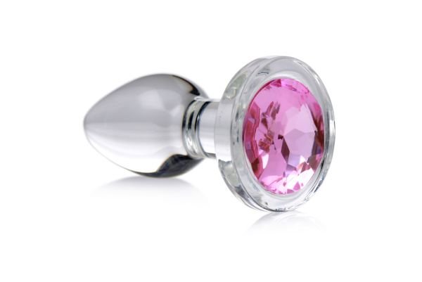 XR Brands Pink Gem glazen plug klein helder