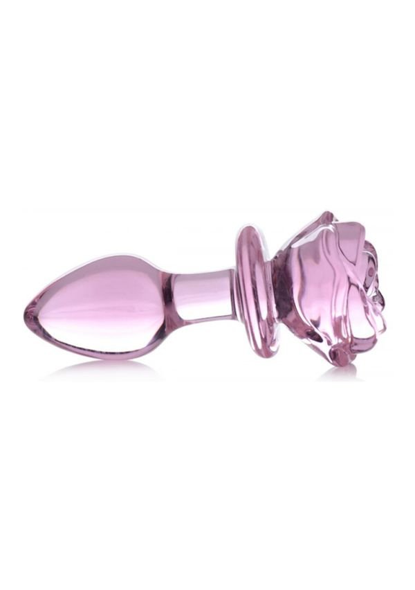 XR Brands Pink Rose Glas Buttplug Groot
