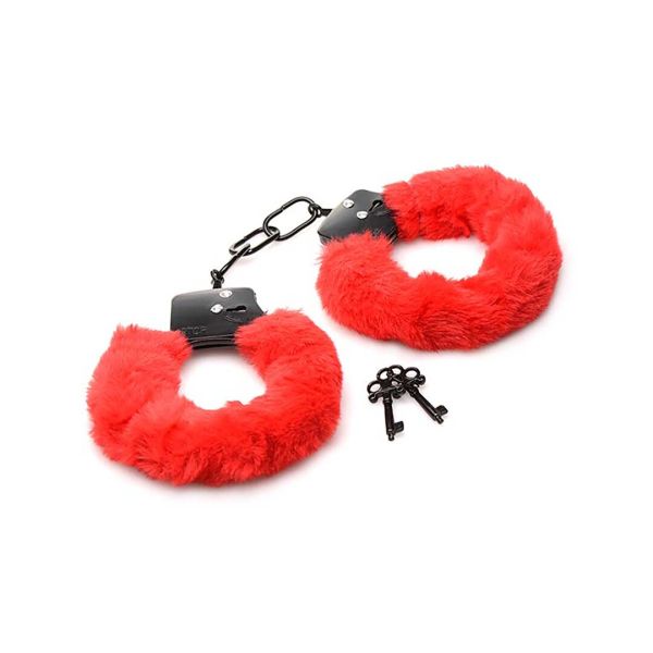 XR Pluche Handboeien in Rood Neppers Bont