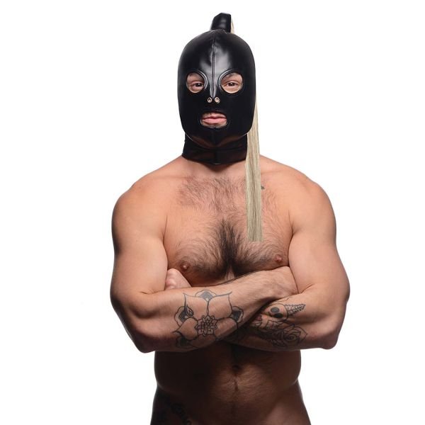 XR Brands Bondage hood met blond staartje
