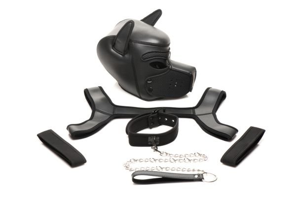XR Brands Volledig Pup Arsenal Reeks Neopreen Zwart