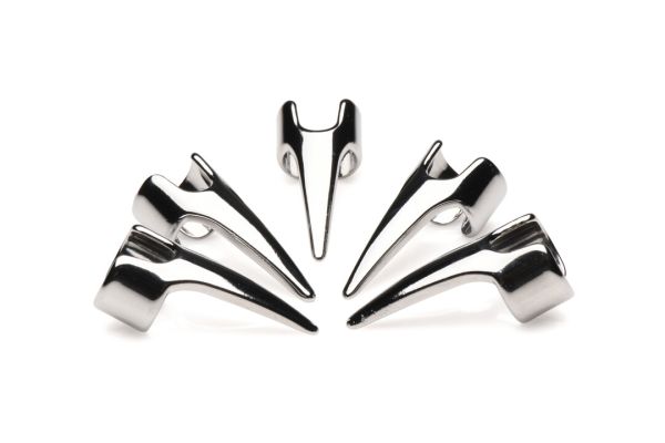 XR Brands geklauwde, roestvrijstaal sensatie ringen (5 stuks)