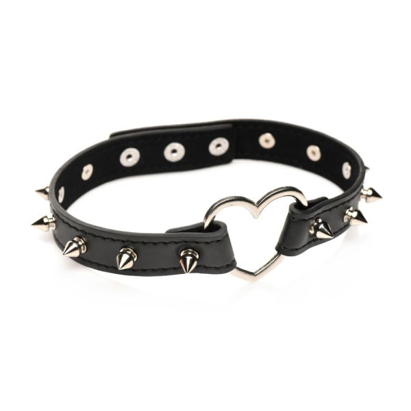 XR Brands Gespiekde Hart Choker Vegan Leer