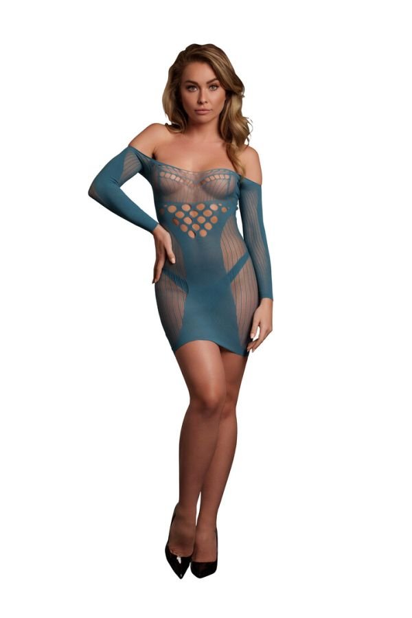 Le Désir Lange Mouwen Net Mini Jurk met Cutouts