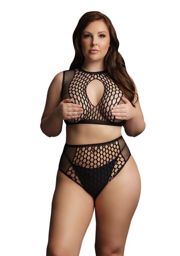 Le Désir Set duonet keyhole crop hoog-taille
