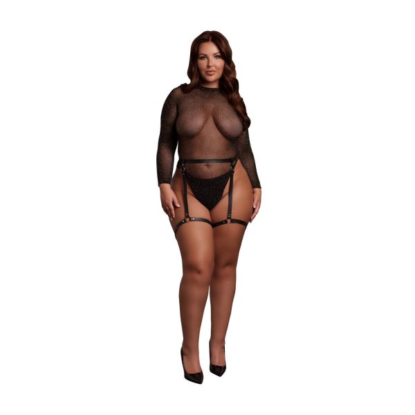 Le Désir Schitterend Bodysuit Zonder Rug met Jarretellen