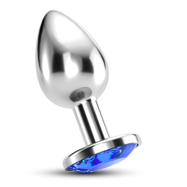 Crushious Bijou Blauwe Anale Juwelensteen Buttplug, Middel, RVS
