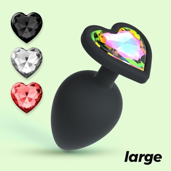 Crushious Cuore Grote Zwarte Anaalplug met Juwelen