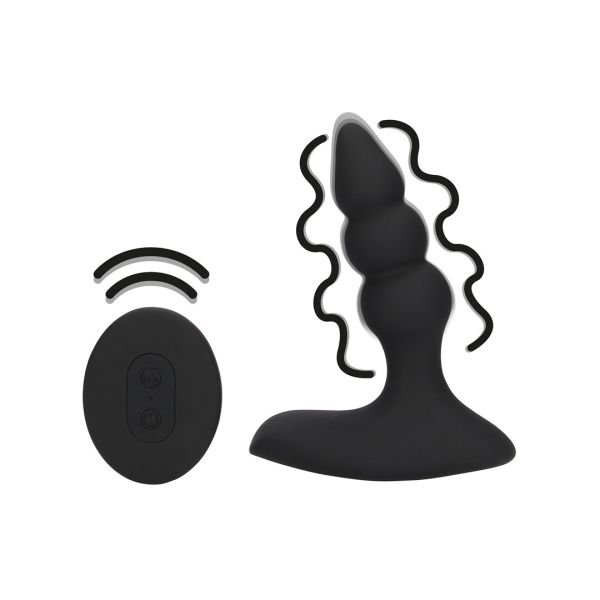 Loveline Beaded Anale Plug, Remote Zwart