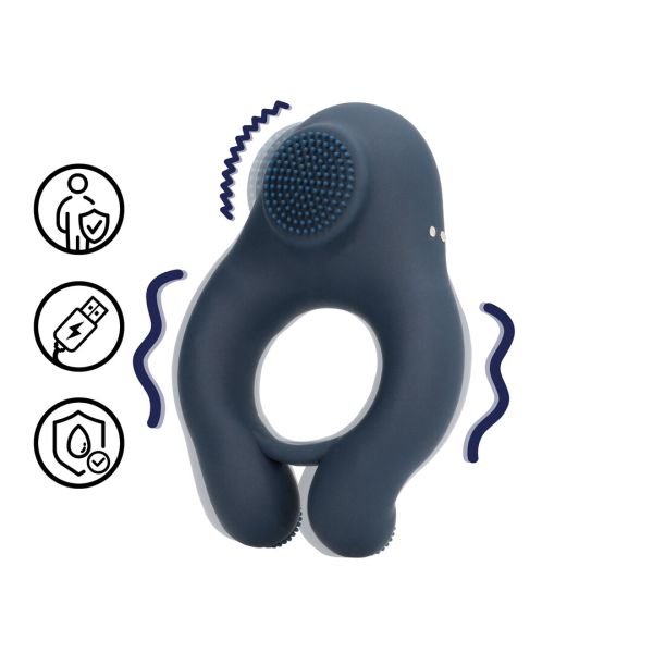 Loveline Cockring met Clitoris Stimulatie, Indigo Blauw