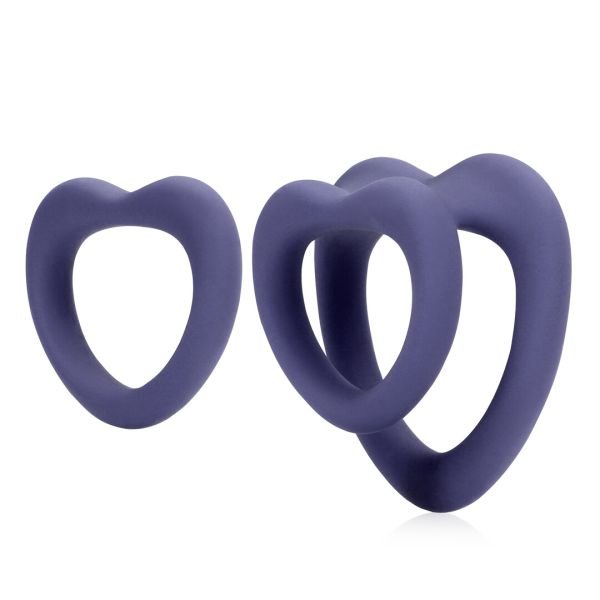 Loveline Siliconen Hart Cockrings met Binnendiameter, Violet Storm