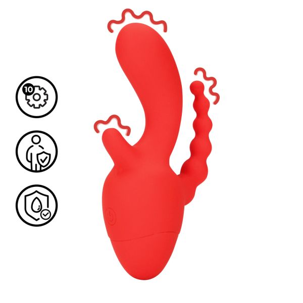 Loveline Mini Triple Stimulation Vibrator Rood