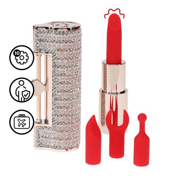 Loveline Angel lippenstift vibrator met verwisselbare koppen