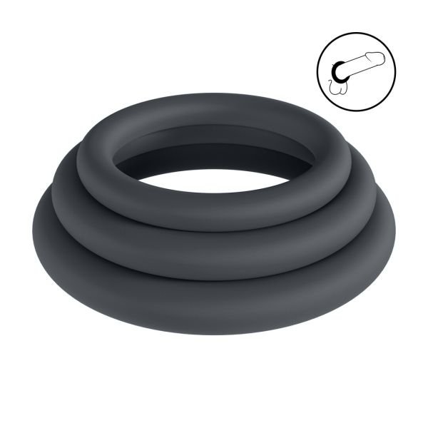 Levelz Klassieke Siliconen Cockring Set, Klein tot Medium