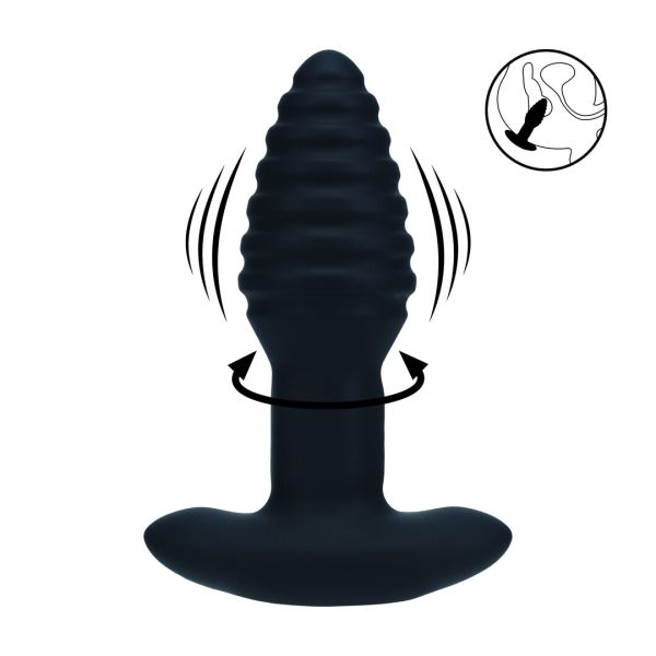 Levelz Geribbeld Anale Plug, Vibratoire Roterend