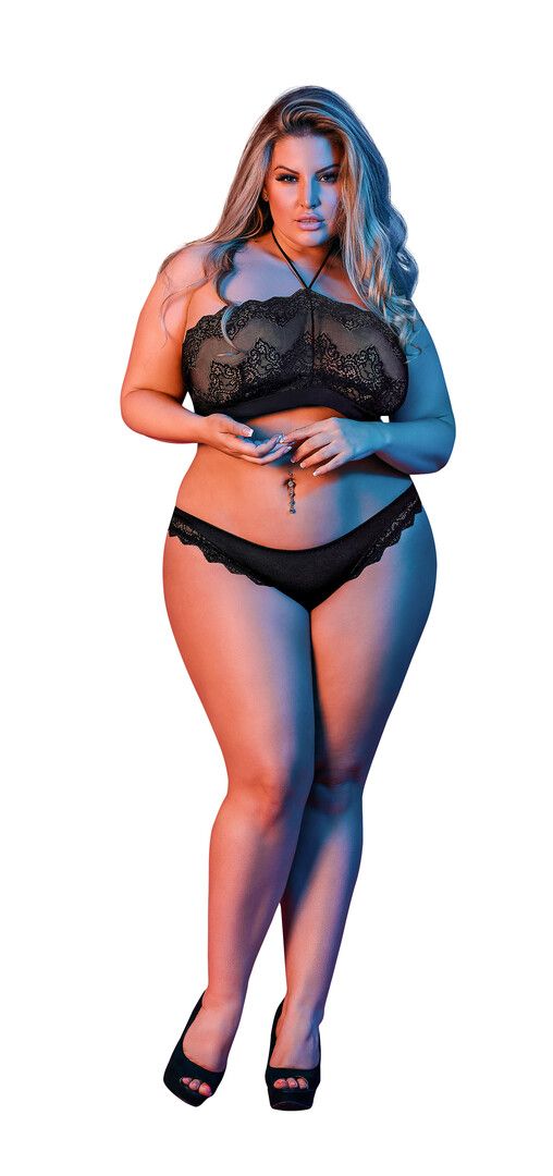 Magic Silk Halter Bandeau Slipje Set, Zwart