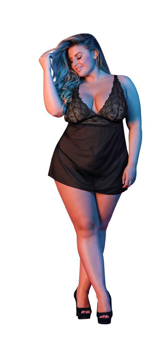 Magic Silk Babydoll met Open Rug en Metalen Sliders