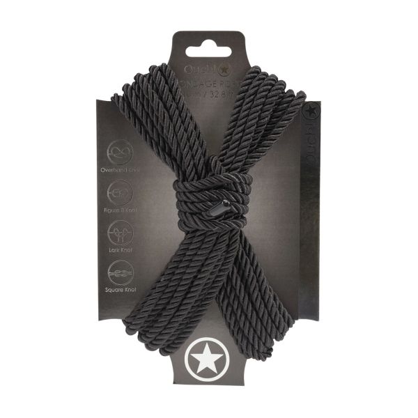 Ouch! zwart polyester touw, 10 meter Japans bondage